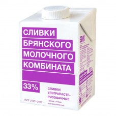 Сливки ОАО "Брянский молочный комбинат" 33% 0,5л